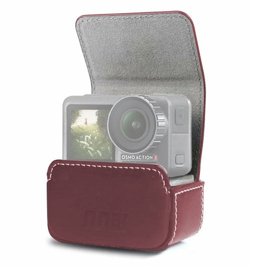 Funda de cuero Caja de transporte de almacenamiento de mini impermeable para DJI Osmo Action (café)