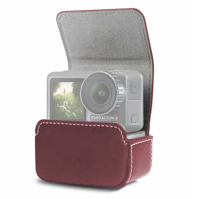Funda de cuero Caja de transporte de almacenamiento de mini impermeable para DJI Osmo Action (café) — imagen 3