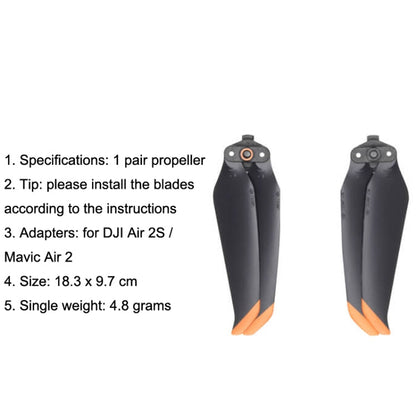 Hélices de reducción de ruido Original / 1 par de para DJI Mavic Air 2 / Air 2S (negro) para DJI DJI Mavic Air 2, DJI Air 2S…