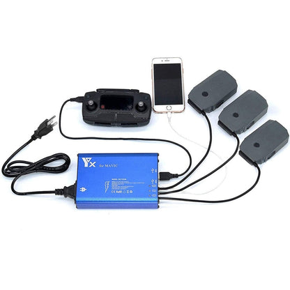 Hub Aleación de aluminio 5 en 1 Cargador de controlador de batería inteligente, Tipo de enchufe: Enchufe de EE. UU para DJI……