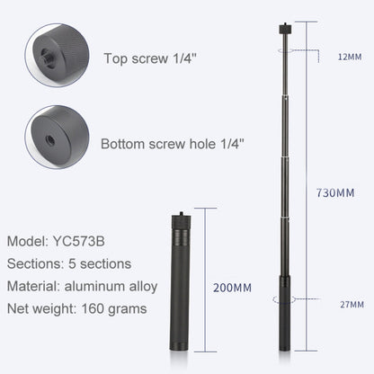 Estabilizador de barra de extensión YC573B Dedicado Selfie Barra de extensión para Feiyu G5 / SPG / WG2 Gimbal, / Pocket 2 p…