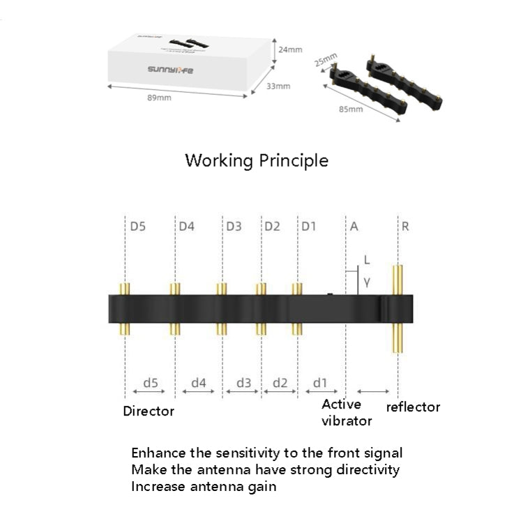 ANTENA DE ANTENA DE ANTENA SUNNYLIFE TY-TX9405 DE YAGI ANTENA REMOTO CONTROL MEQUIERDO EXTENSOR para DJI Mavic 2 / Mavic Air…