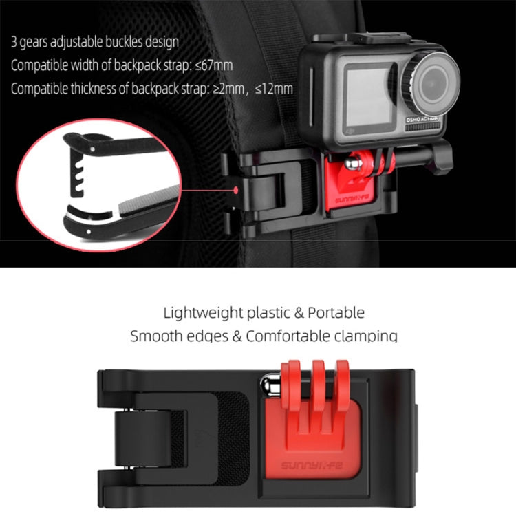 Soporte Sunnylife Ty-Q9266 para Insta360 Go / / Gopro Stracketizer Mochila Clip de mochila con tornillo para DJI Osmo Action…