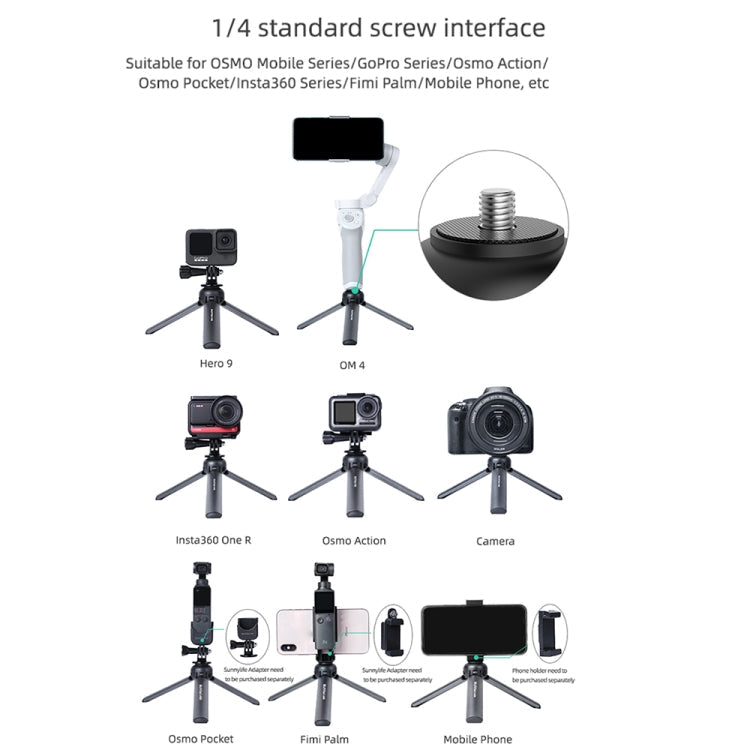Soporte Sunnylife para Insta360 Go / Osmo Acción / Gopro Monte Estabilizador Aluminio Aleación Mini trípode para DJI Mini —…