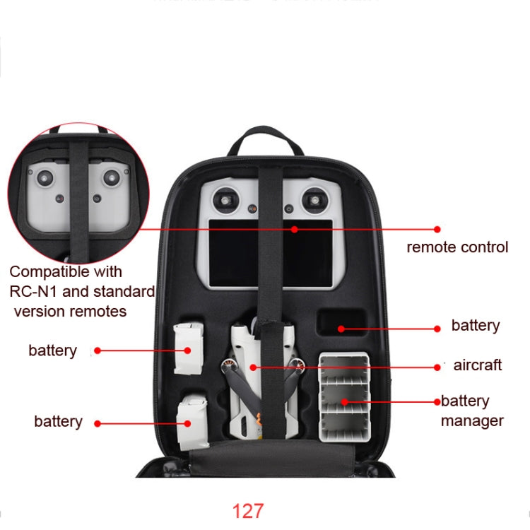 Mochila de carcasa dura por compresión impermeable, Tamaño: 127 Pequeño para DJI Mini 3 Pro (gris cepillado) — imagen 2
