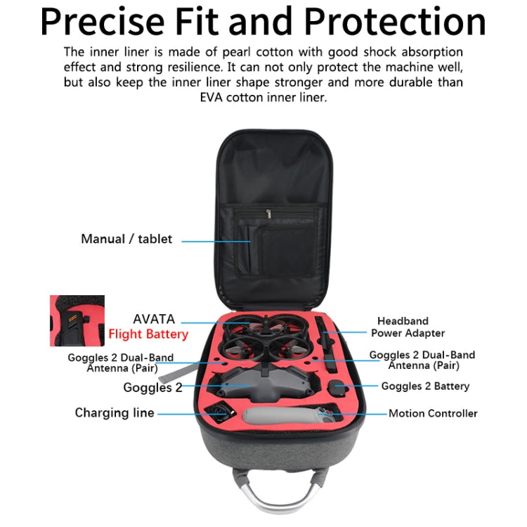 Mochila de fibra de carbono a prueba de golpes e impermeable para DJI Avata (negro y gris) — imagen 6