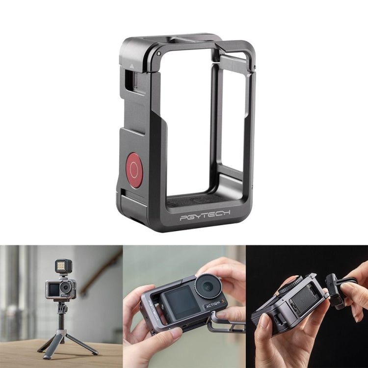 Carcasa de cámara de aleación PGYTECH, de aluminio, marco protector de expansión para DJI Osmo Action 3
