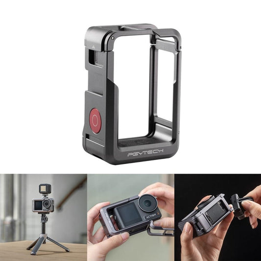 Carcasa de cámara de aleación PGYTECH, de aluminio, marco protector de expansión para DJI Osmo Action 3