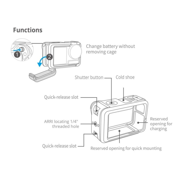 Carcasa de cámara de aleación PGYTECH, de aluminio, marco protector de expansión para DJI Osmo Action 3 — imagen 3