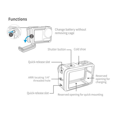 Carcasa de cámara de aleación PGYTECH, de aluminio, marco protector de expansión para DJI Osmo Action 3 — imagen 3