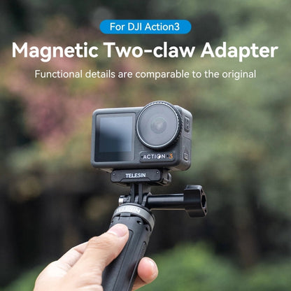 TELESIN Adaptador magnético de dos garras Accesorios de cámara de acción para DJI Osmo Action 3 — imagen 4