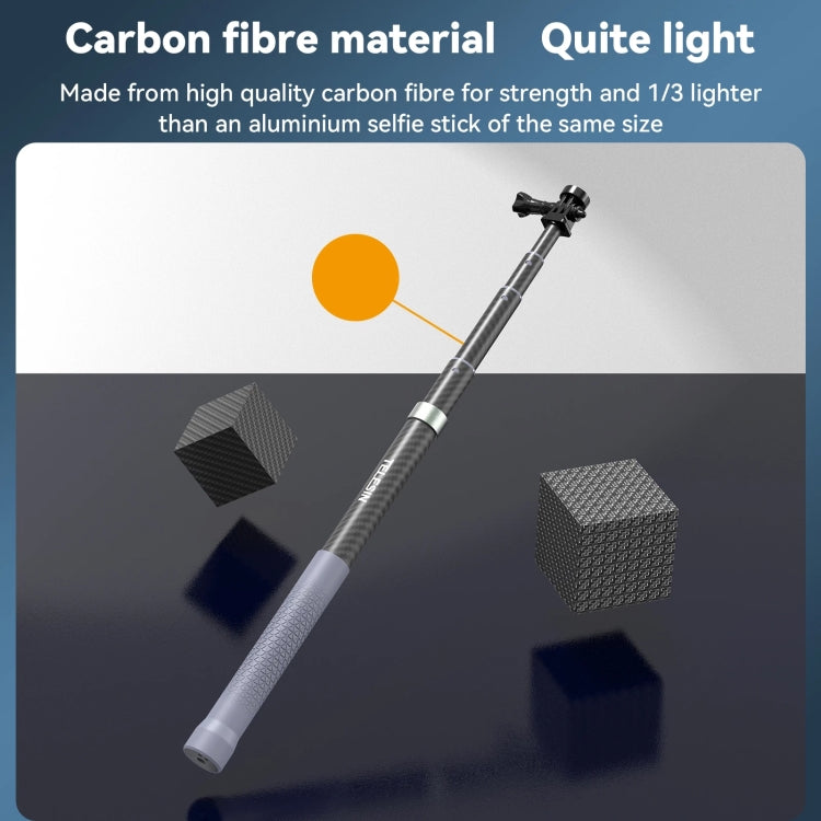 TELESIN 1.2m Fibra de carbono Monopod Selfie Stick con tornillo 1/4 para cámaras de acción — imagen 3