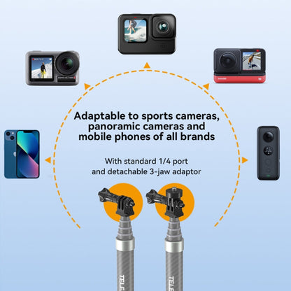 TELESIN 1.2m Fibra de carbono Monopod Selfie Stick con tornillo 1/4 para cámaras de acción — imagen 5