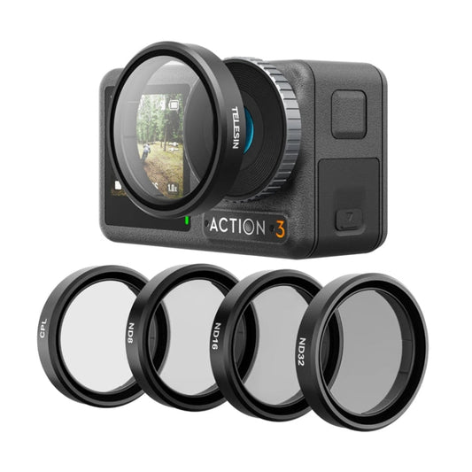 Filtro TELESIN ND CPL Set Lente de marco de aleación de aluminio para DJI Osmo Action 3 (CPL + ND8/16/32 Set)