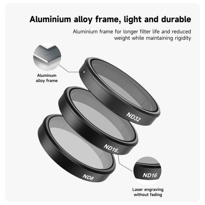 Filtro TELESIN ND CPL Set Lente de marco de aleación de aluminio para DJI Osmo Action 3 (CPL + ND8/16/32 Set) — imagen 5