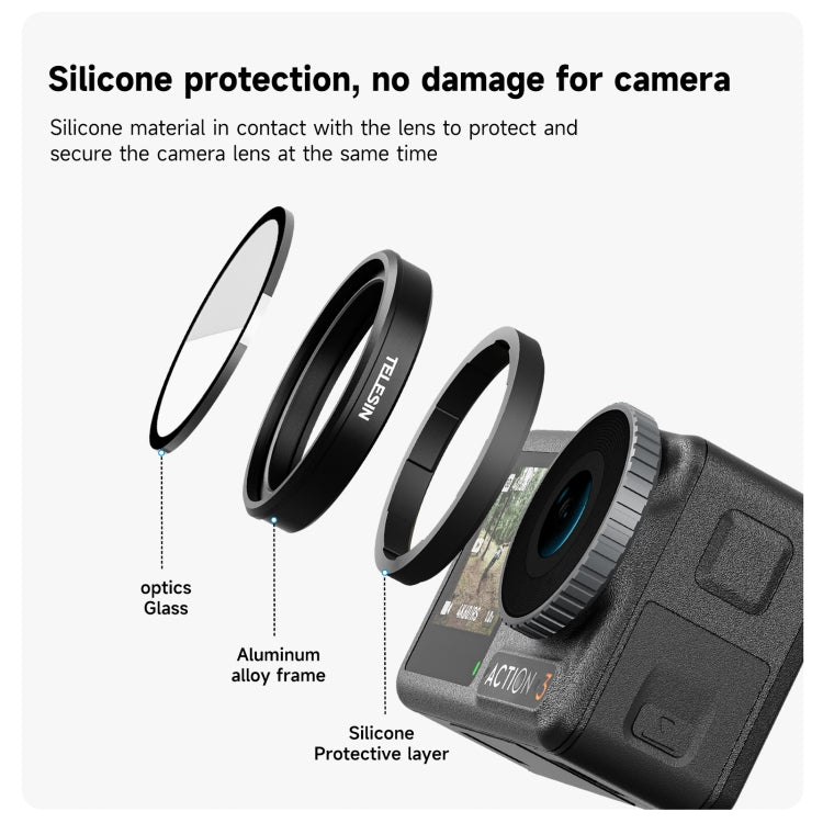 Filtro TELESIN ND CPL Set Lente de marco de aleación de aluminio para DJI Osmo Action 3 (CPL + ND8/16/32 Set) — imagen 6