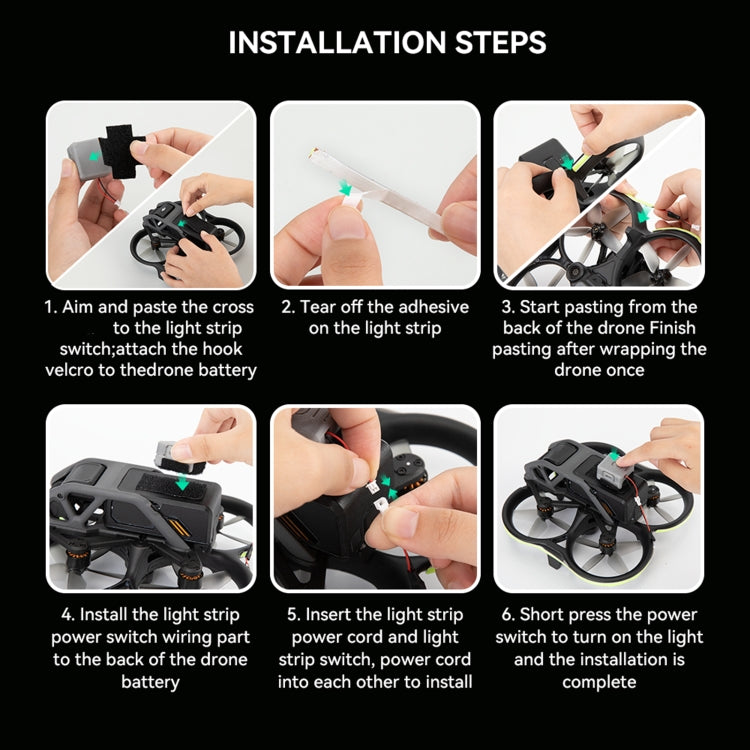 RCSTQ tira de luz emisora de luz tira de luz de advertencia de vuelo nocturno para DJI Avata (fluorescente) — imagen 11