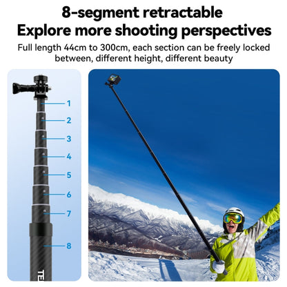 TELESIN 3M Fibra de carbono Selfie Stick Monopod con tornillo 1/4 para cámara de acción — imagen 3