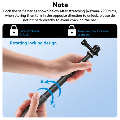 TELESIN 3M Fibra de carbono Selfie Stick Monopod con tornillo 1/4 para cámara de acción — imagen 6