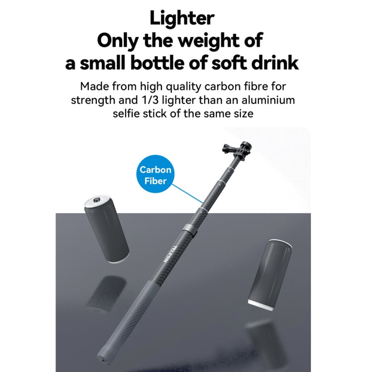 TELESIN 3M Fibra de carbono Selfie Stick Monopod con tornillo 1/4 para cámara de acción — imagen 7