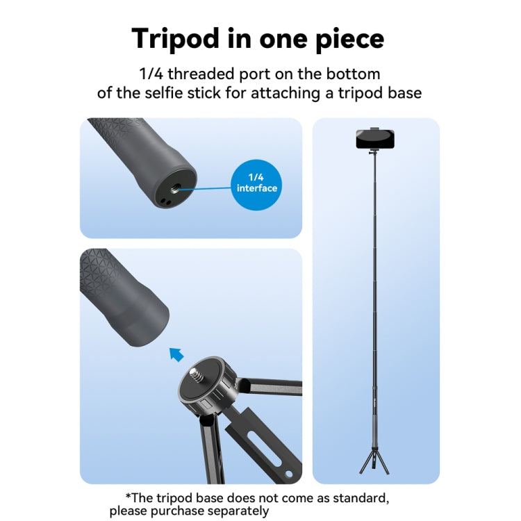 TELESIN 3M Fibra de carbono Selfie Stick Monopod con tornillo 1/4 para cámara de acción — imagen 9