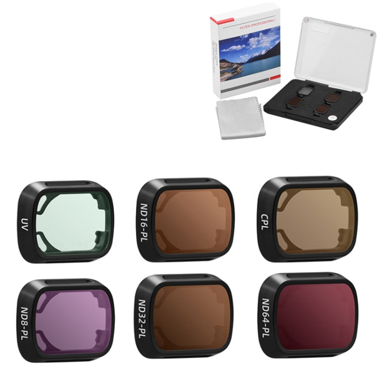 Filtro BRDRC Vidrio protector de, Estilo: 6pcs/set UV+CPL+ND8PL+ND16PL+ND32PL+ND64PL para DJI Mini 3 Pro