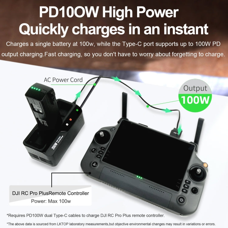 Batería de 3 Serie LKTOP 200W Cargador de canales Enchufe de la UE para DJI Mavic 3 — imagen 5