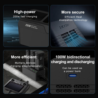 Batería de 3 Serie LKTOP 200W Cargador de canales Enchufe de EE. UU para DJI Mavic 3 — imagen 10