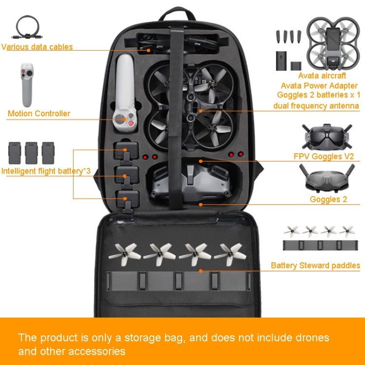 Bolsa de almacenamiento Bolsa de hombro impermeable de carcasa dura Mochila para DJI Avata (forro de EVA amarillo) — imagen 3