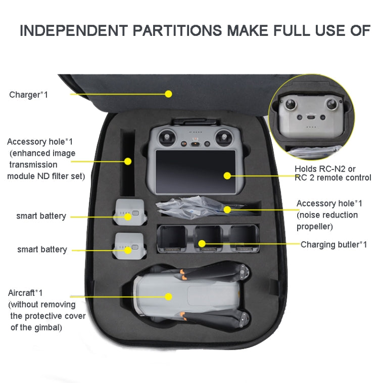 Bolsa de almacenamiento de carcasa dura Mochila protectora portátil para DJI Air 3 (Azul) — imagen 3