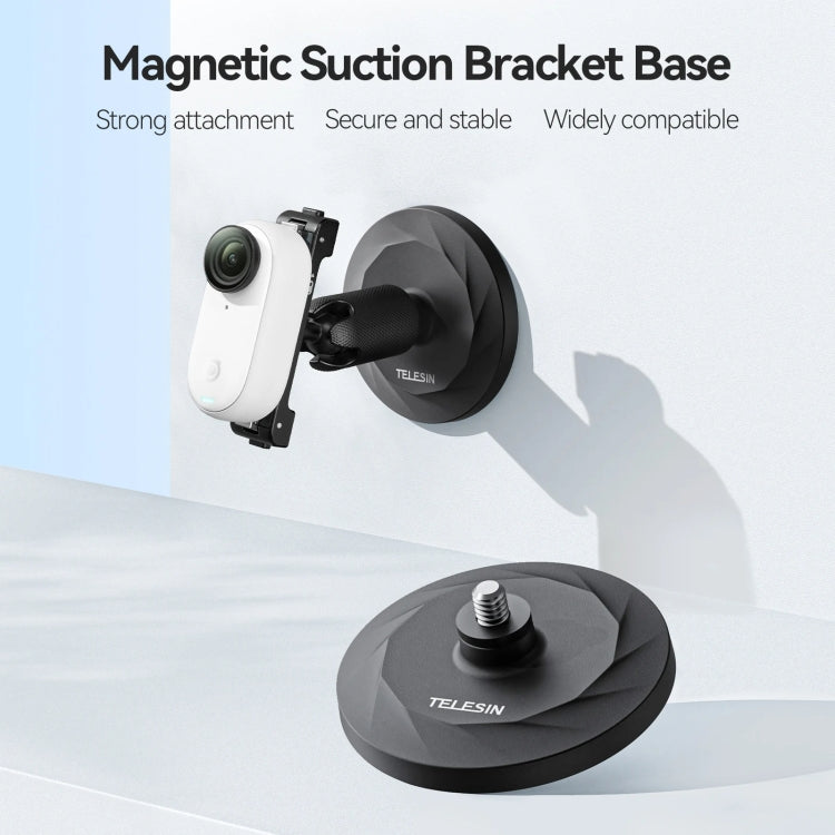 Base magnética TELESIN con interfaz de 1/4 pulgadas para cámara Pocket 3/Insta360 y teléfonos inteligentes sin Base de vento…