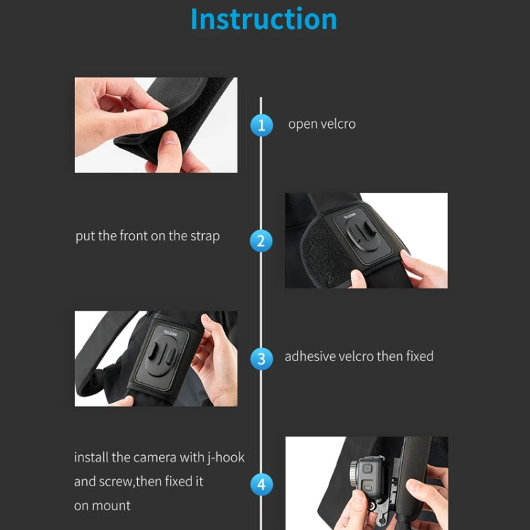 Mochila TELESIN Correa para el hombro Soporte de montaje para GoPro Hero / Insta360 / SJCAM / Accesorios de acción, Especifi…