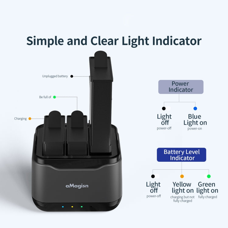 Batería 3 AMagisn Asiento del cargador de para DJI Osmo Action 4 — imagen 8