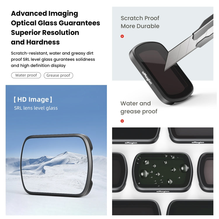 Filtros aMagisn HD recubiertos de doble cara Gafas protectoras para cámaras deportivas, Estilo: ND16 + ND64 + ND256 + CPL pa…