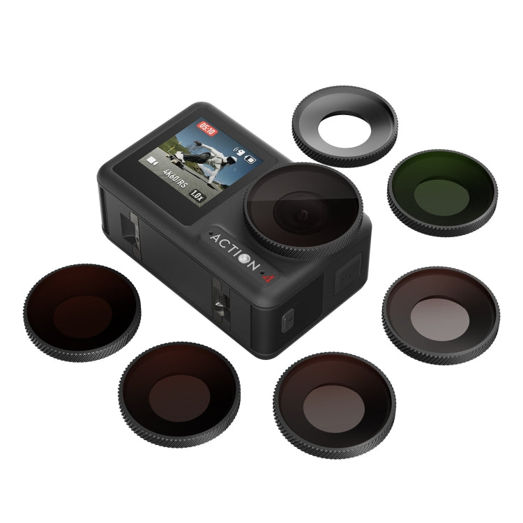 Filtro AMagisn impermeable Accesorios para cámaras deportivas, Estilo: ND8 + ND16 + ND32 + CPL para DJI Osmo Action 4 — imag…