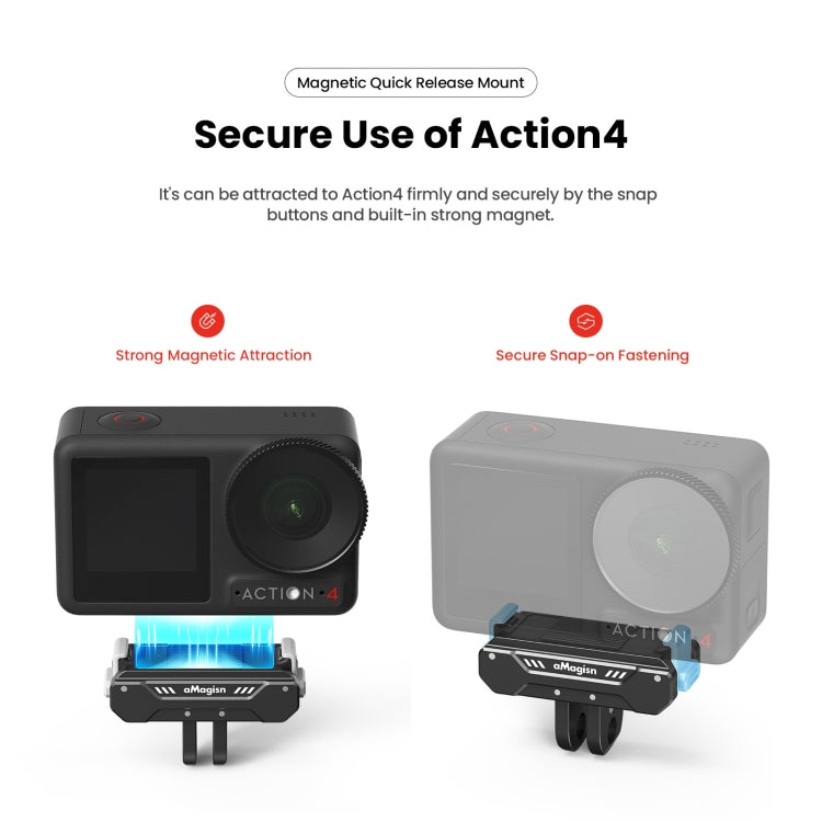 3 aMagisn Magnético Fast Disassembly Motion Camera Accessories para DJI Osmo Action 4 — imagen 7