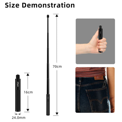 AMagisn Accesorios para cámaras deportivas con palo selfie recto invisible de 70 cm, especificación: varilla + 1/4 de vuelta…