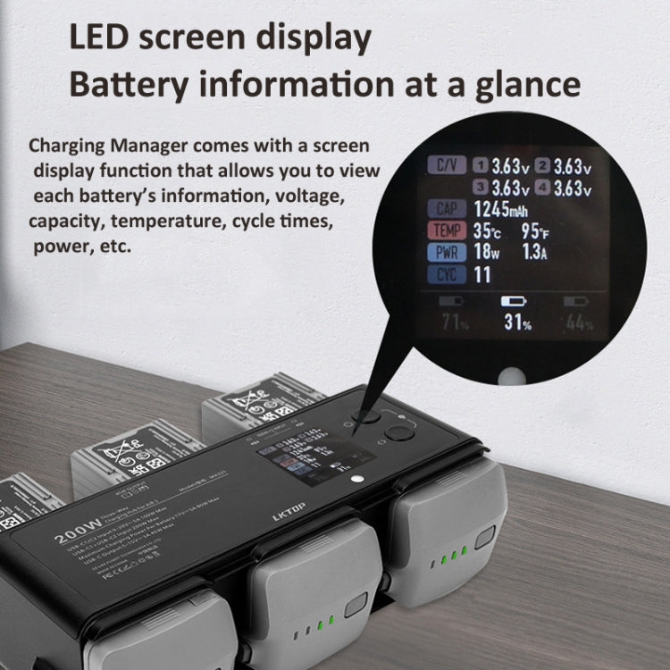 Batería de Vuelo Inteligente LKTOP 200W Administrador de carga de 3 canales para DJI Air 3 — imagen 4