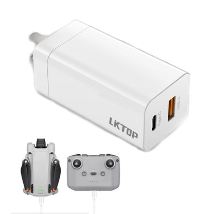 Mavic Serie LKTOP 65W GaN Cargador Adaptador de CA con puerto USB-C y USB-A Enchufe de EE. UU para DJI Mavic