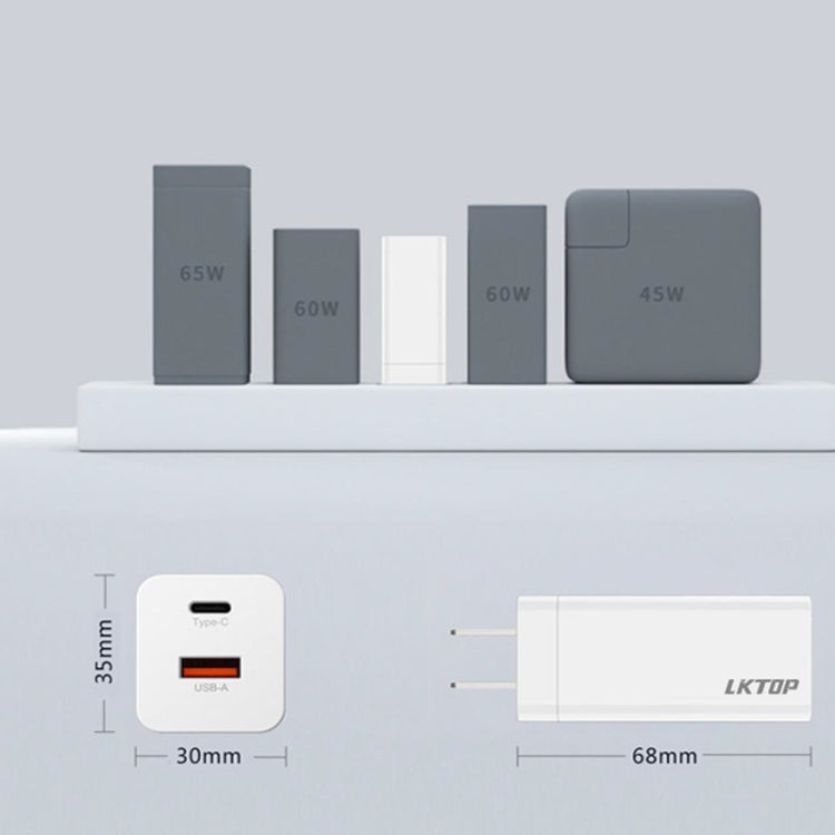 Mavic Serie LKTOP 65W GaN Cargador Adaptador de CA con puerto USB-C y USB-A Enchufe de EE. UU para DJI Mavic — imagen 3
