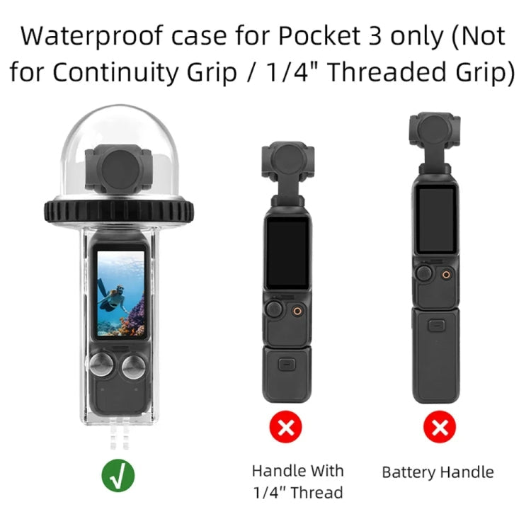 Funda BRDRC impermeable de 40 m de profundidad Cubierta de carcasa de buceo para DJI Osmo Pocket 3 (mango transparente) — im…