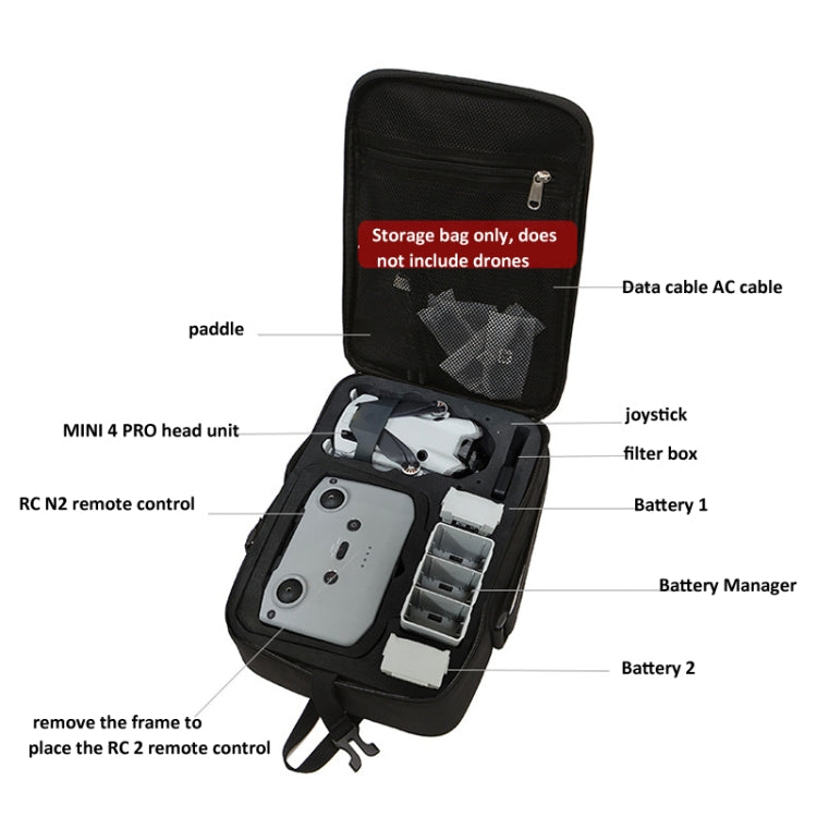 Bolsa de almacenamiento BKANO Bolsa de hombro Bolsa de mensajero estuche para DJI Mini 4 Pro (Negro) — imagen 5
