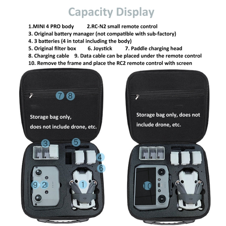 Bolsa de almacenamiento Dron Caja Bolso de hombro estuche para DJI Mini 4 Pro (Negro) — imagen 4