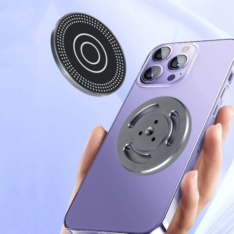 Soporte magnético para teléfono con orificio de 1/4 de pulgada para brazo mágico de trípode (color titanio) — imagen 2