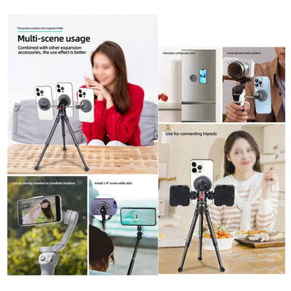 Soporte magnético para teléfono con orificio de 1/4 de pulgada para brazo mágico de trípode (color titanio) — imagen 11