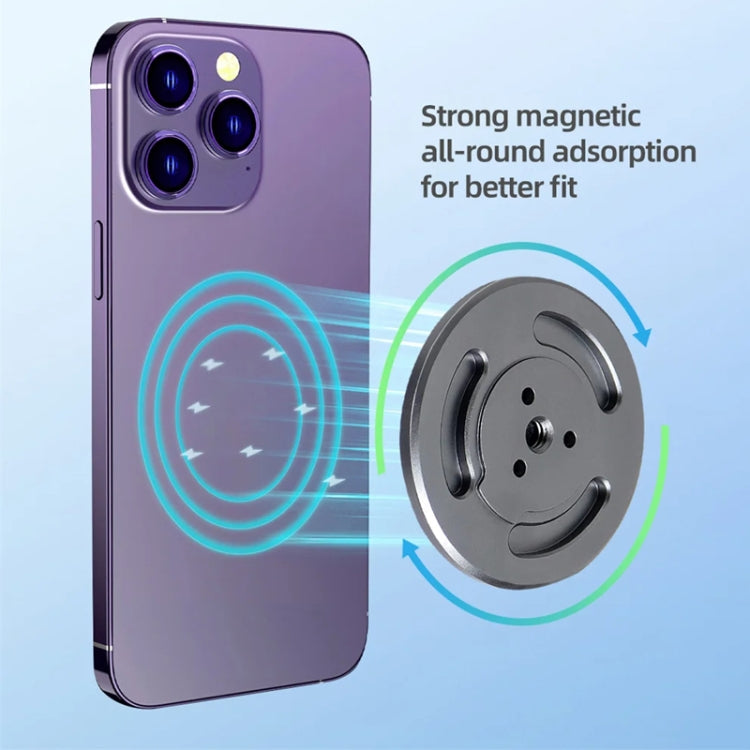 Soporte magnético para teléfono con orificio de 1/4 de pulgada para brazo mágico de trípode (negro) — imagen 3