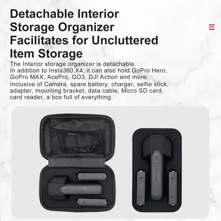 Bolsa de almacenamiento Para Insta360 X4 aMagisn Estuche protector de carcasa dura (gris) — imagen 4