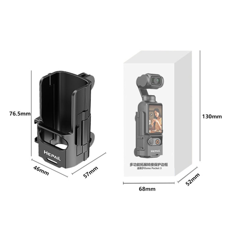 Soporte Adaptador extendido HEPAIL, mango de extensión de bisel protector, adaptador de zapata fría para DJI Osmo Pocket 3 —…
