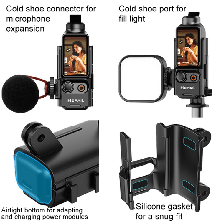Soporte Adaptador extendido HEPAIL, mango de extensión de bisel protector, adaptador de zapata fría para DJI Osmo Pocket 3 —…
