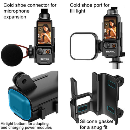 Soporte Adaptador extendido HEPAIL, mango de extensión de bisel protector, adaptador de zapata fría para DJI Osmo Pocket 3 —…